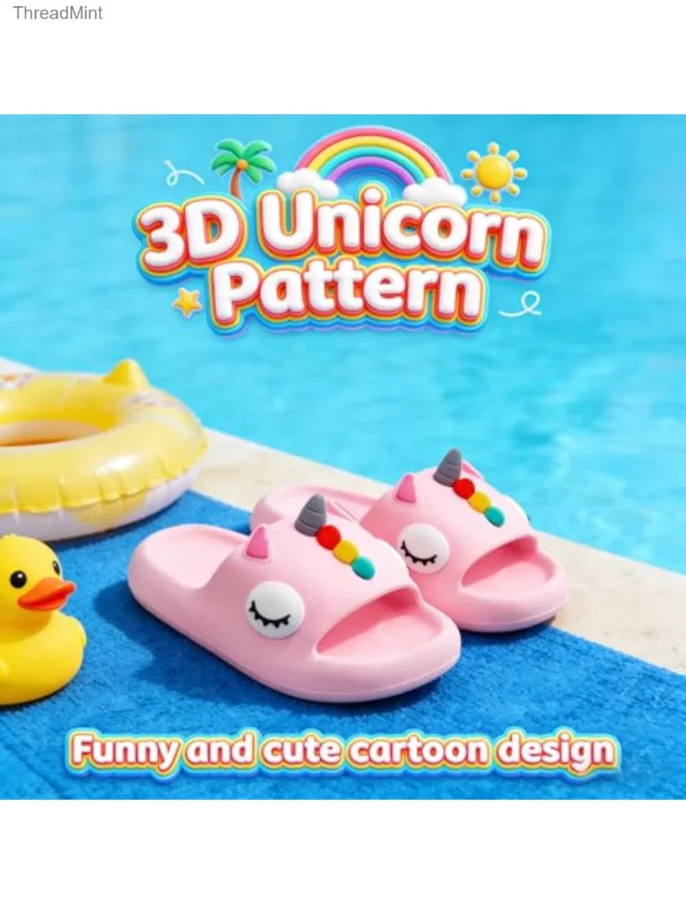 Toddler Slides Sandals Unicorn Non-Slip Beach Pool Home Slippers